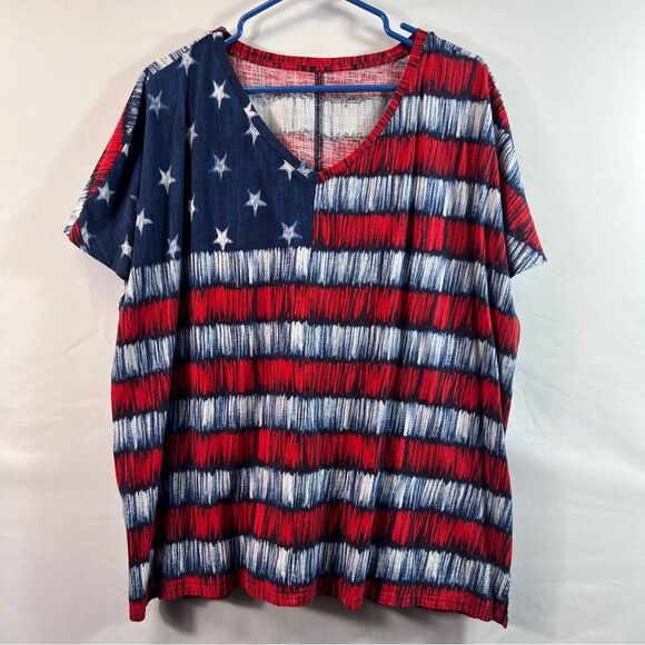 Westbound Womens Patriotic Amercan Flag T-shirt 0623 - Picture 1 of 7